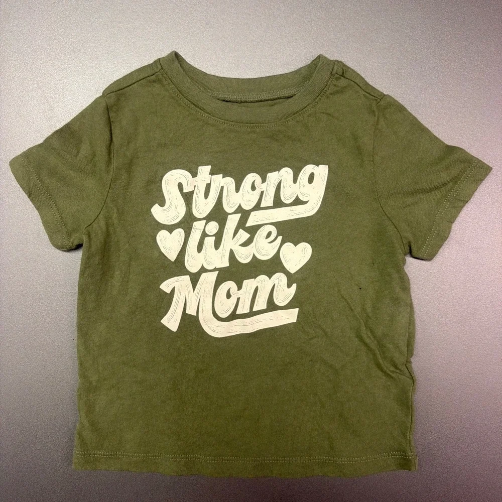 Old Navy Toddler Boys Girls Strong Like Mom Graphic T-Shirt Olive Green 2T